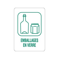 Panneau déchèterie emballages en verre en adhésif, alu Dibond et PVC