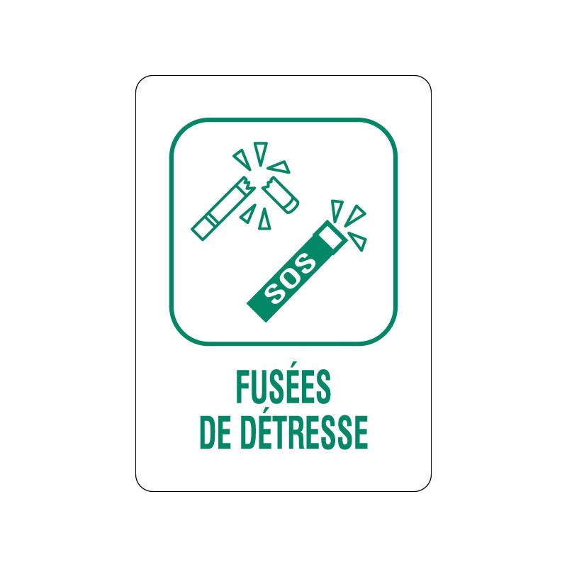 Panneau déchèterie fusées de détresse en adhésif, alu Dibond et PVC