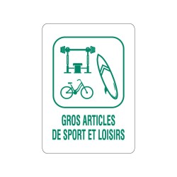 Panneau déchèterie gros articles de sport et loisirs en adhésif, alu Dibond et PVC