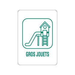Panneau déchèterie gros jouets en adhésif, alu Dibond et PVC
