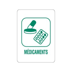 Panneau déchèterie médicaments en adhésif, alu Dibond et PVC