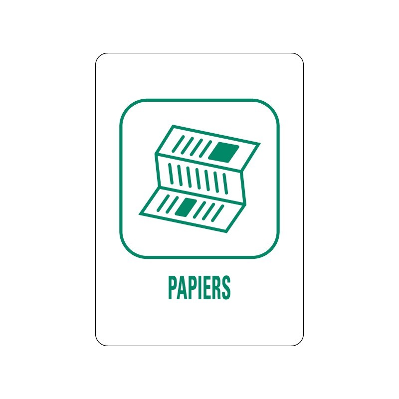 Panneau déchèterie papiers en adhésif, alu Dibond et PVC