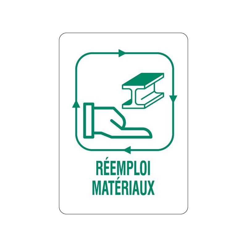 Panneau déchèterie réemploi matériaux en adhésif, alu Dibond et PVC