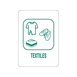 Panneau déchèterie textiles en adhésif, alu Dibond et PVC