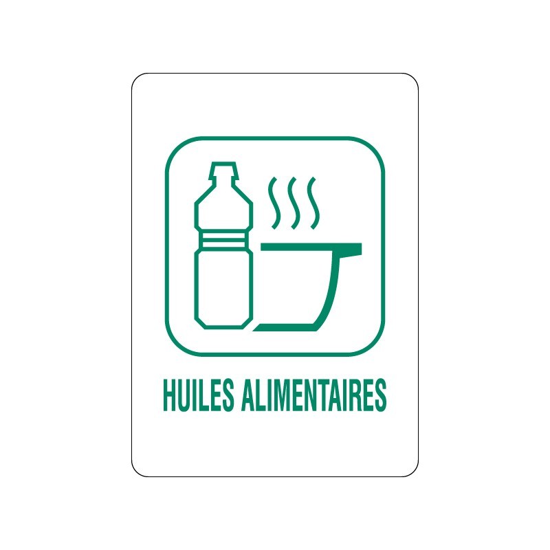 Panneau déchèterie huiles alimentaires en adhésif, alu Dibond et PVC