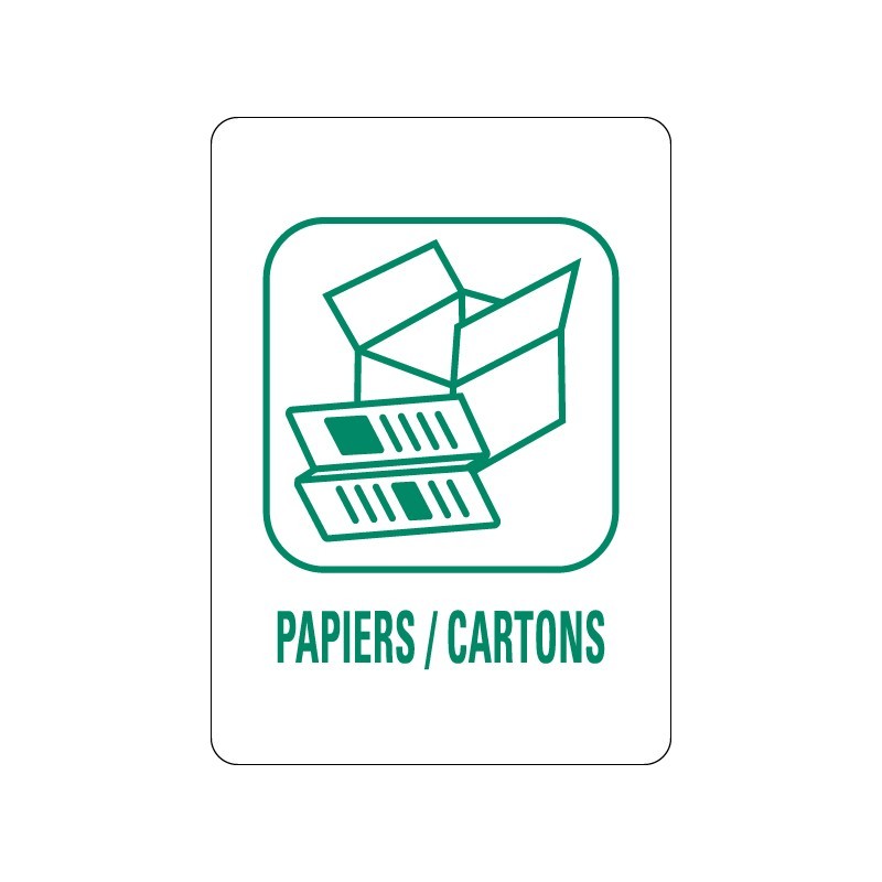 Panneau déchèterie papiers cartons en adhésif, alu Dibond et PVC