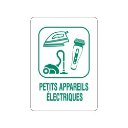 Panneau déchèterie petits appareils électriques en adhésif, alu Dibond et PVC