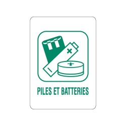 Panneau déchèterie piles et batteries en adhésif, alu Dibond et PVC