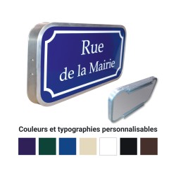 Plaque de rue dos fermé personnalisable en aluminium avec profil d'entourage