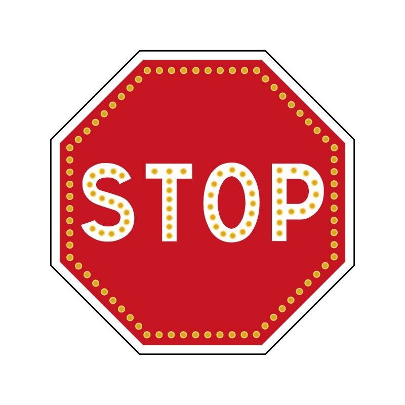 Panneau stop AB4 de signalisation lumineux renforcé par LEDS Panneau stop AB4 de signalisation lumineux renforcé par LEDS