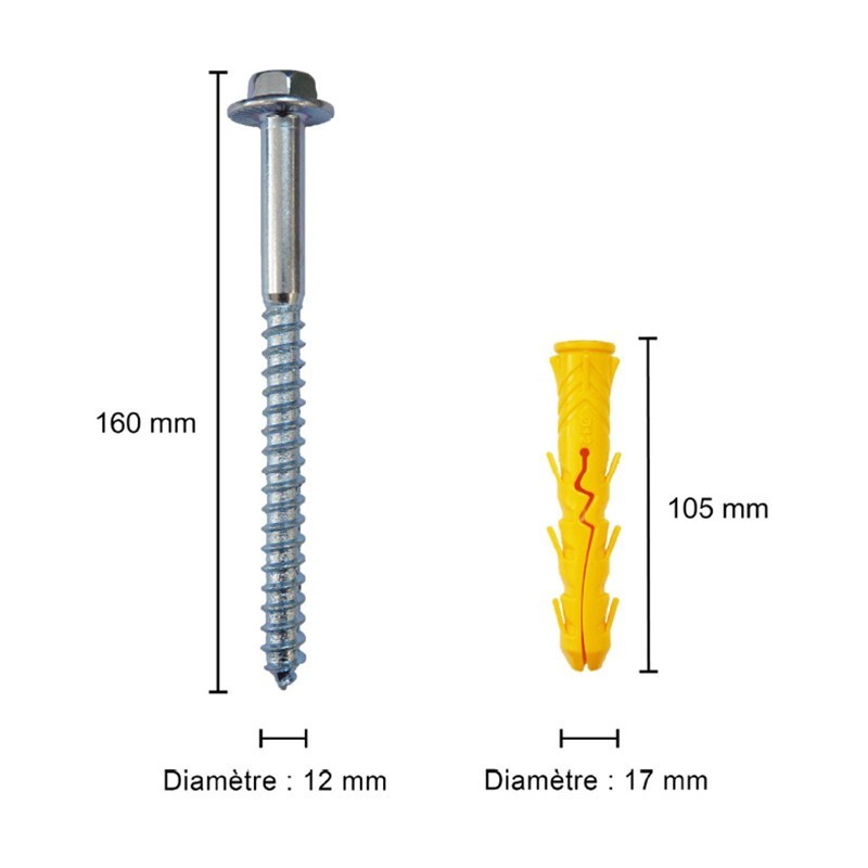 Fixation tirefond avec cheville