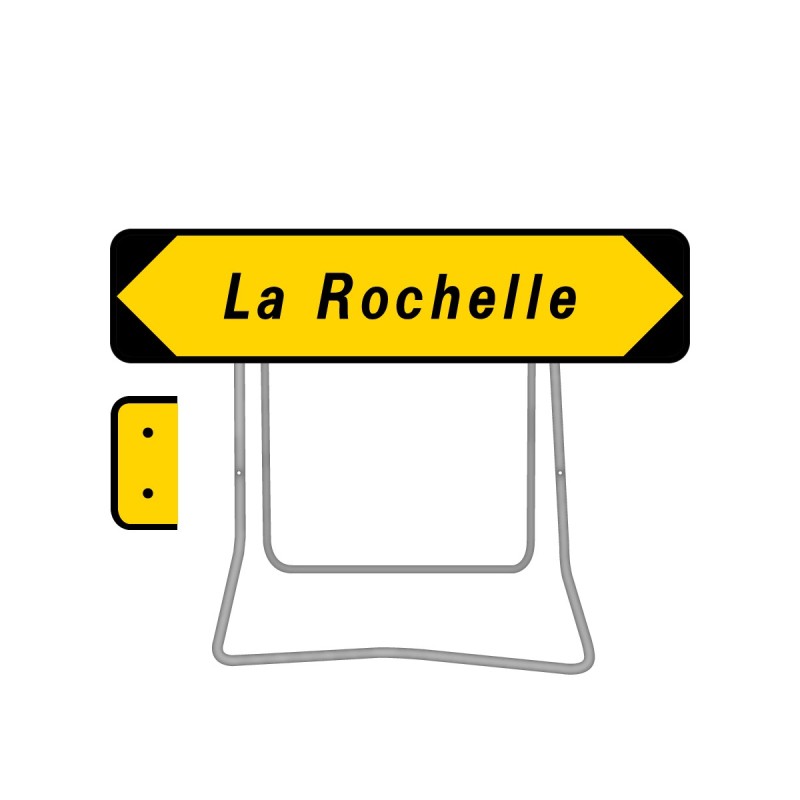 Panneau Kd22 déviation de chantier avec nom de ville