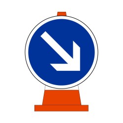 Panneau rond temporaire à poser sur cône de chantier