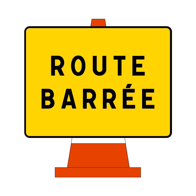 Panneau KC1 temporaire à poser sur cône de chantier