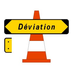 Panneau Kd22a déviation temporaire à poser sur cône de chantier