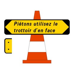 Panneau Kd22 temporaire à poser sur cône de chantier