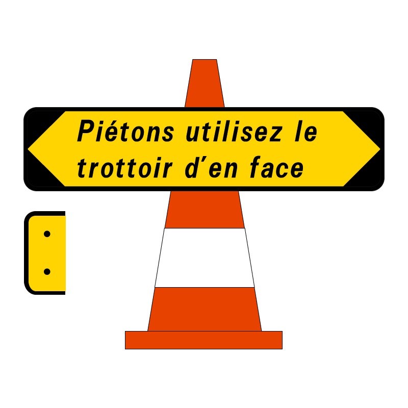 Panneau Kd22 temporaire à poser sur cône de chantier