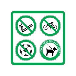 Panneau carré 4 pictogrammes signalisation en PVC, adhésif ou alu Dibond