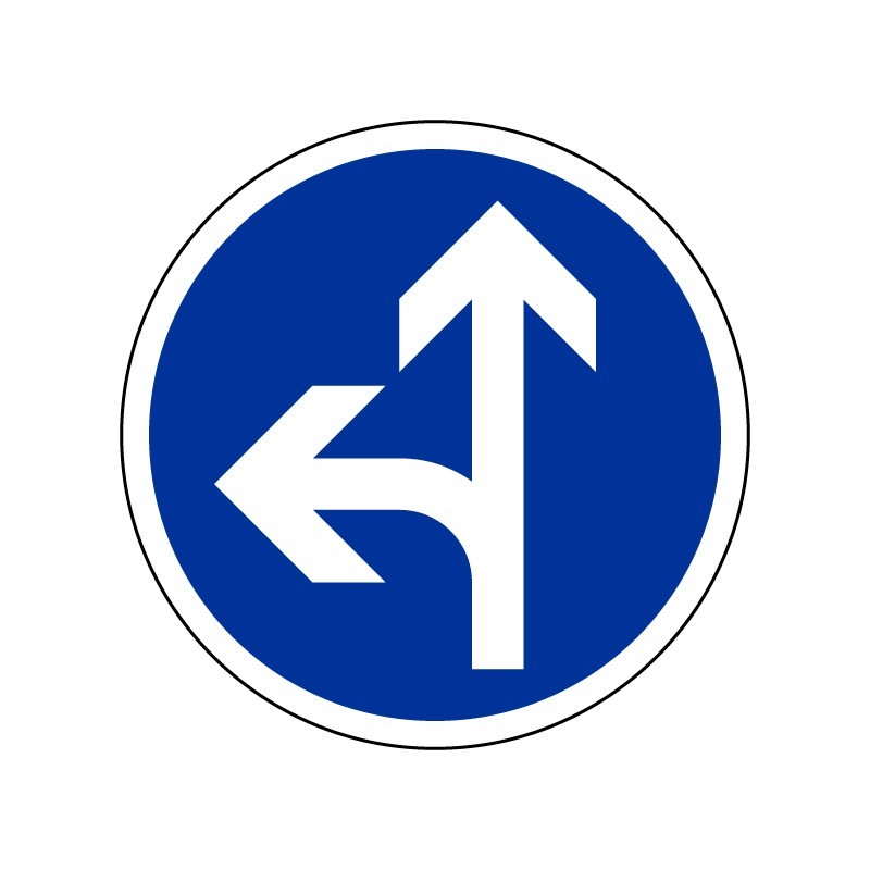 Panneau d'obligation B21d2 - Directions obligatoires tout droit ou à gauche à la prochaine intersection