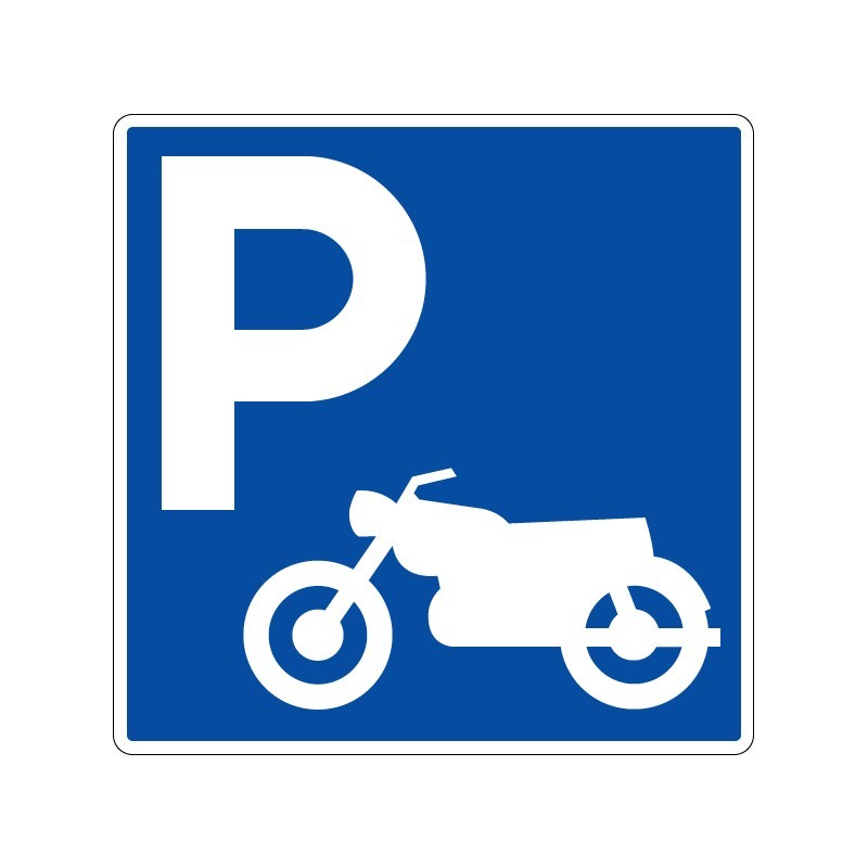 Panneaux de stationnement avec pictogramme Parking réservé aux motos signalisation en PVC, adhésif ou alu Dibond