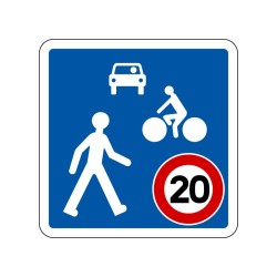 Panneau carré B52 d'indication entrée d'une zone de rencontre, signalisation en PVC, adhésif ou alu Dibond