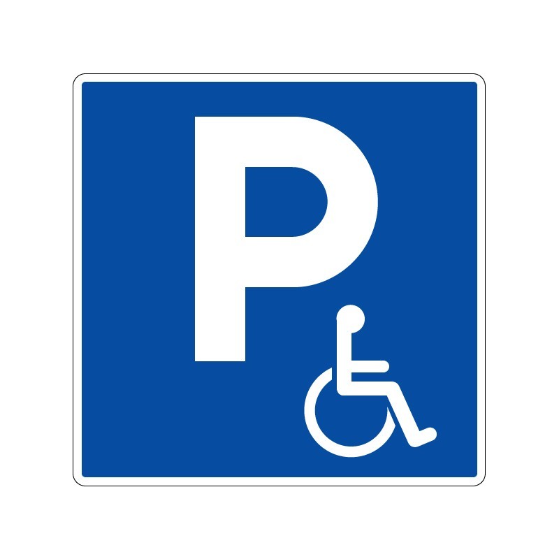 Panneaux de stationnement avec pictogramme Parking PMR signalisation en PVC, adhésif ou alu Dibond