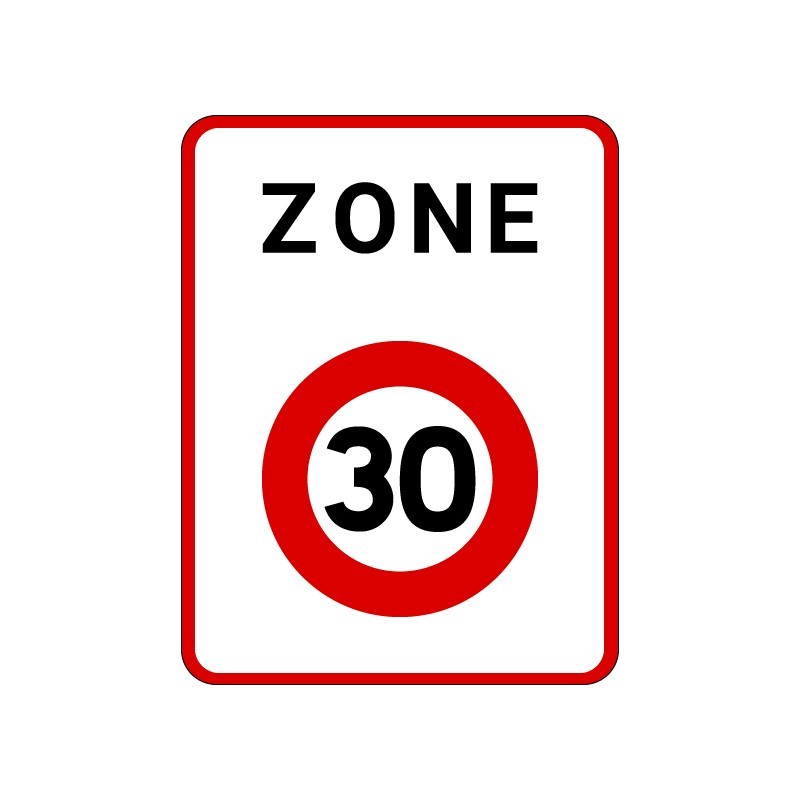 Panneau de signalisation B30 Zone limitée à 30 km/h, signalisation en PVC, adhésif ou alu Dibond