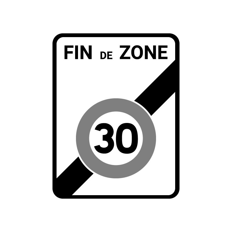 Panneau de signalisation B51 fin de zone limitée à 30 km/h, signalisation en PVC, adhésif ou alu Dibond