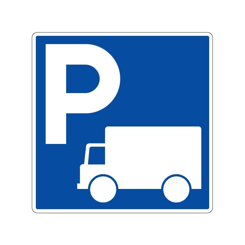 Panneaux de stationnement avec pictogramme Parking réservé aux poids lourds signalisation en PVC, adhésif ou alu Dibond