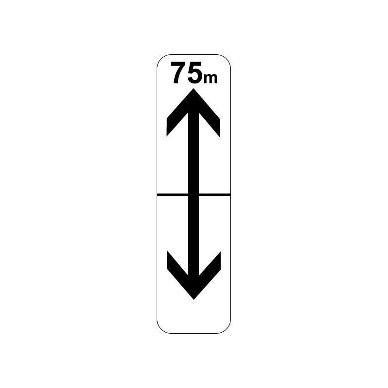 Panonceau M8c étendue verticale avec distance, signalisation en PVC, adhésif ou alu Dibond