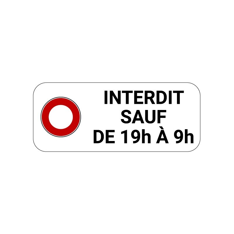 Panonceau M11b de signalisation plage horaire de passage dans une ZFE, signalisation en PVC, adhésif ou alu Dibond