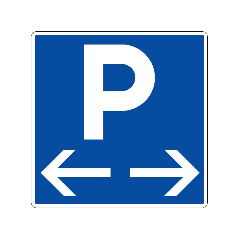 Panneaux de stationnement avec pictogramme Parking flèche droite et gauche signalisation en PVC, adhésif ou alu Dibond