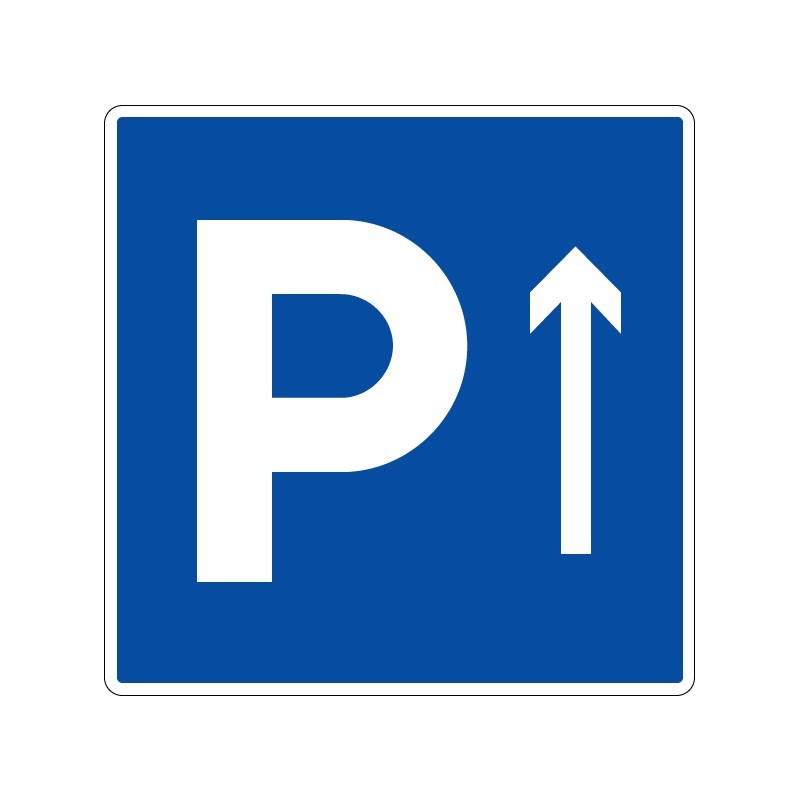 Panneaux de stationnement avec pictogramme Parking flèche tout droit signalisation en PVC, adhésif ou alu Dibond