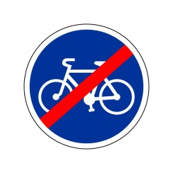 Panneau B40 - fin de piste ou bande obligatoire pour cyclistes en PVC, adhésif Dibond et Aluminium à chants retournées