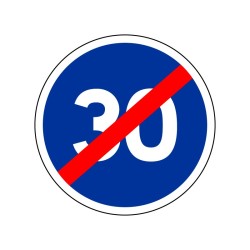 Panneau B43 - fin de vitesse minimale obligatoire en PVC, adhésif Dibond et Aluminium à chants retournées