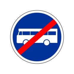 Panneau B45a - fin de voie pour véhicules de transport en commun en PVC, adhésif Dibond et Aluminium à chants retournées