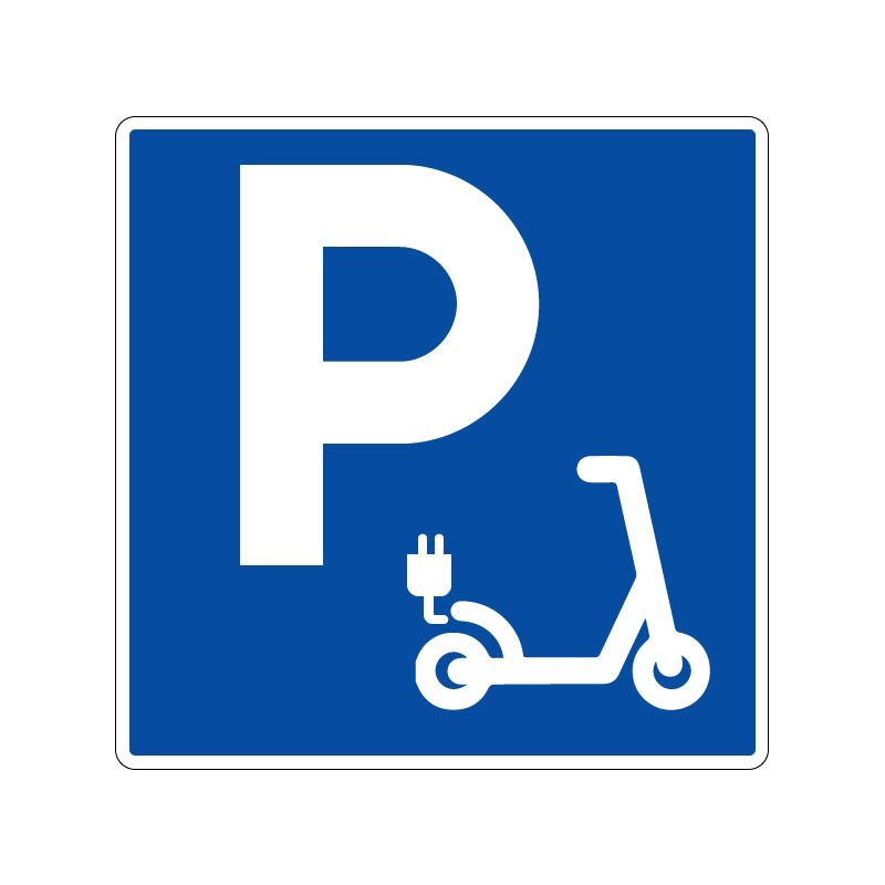 Panneaux de stationnement Parking réservé aux trottinettes électriques signalisation en PVC, adhésif ou alu Dibond