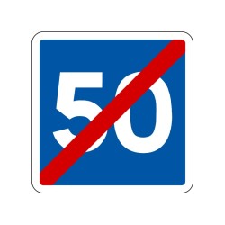 Panneaux C4b d'indication de fin de vitesse conseillée signalisation en PVC, adhésif ou alu Dibond