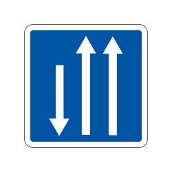 Panneaux C29b créneau de dépassement 3 voies signalisation en PVC, adhésif ou alu Dibond