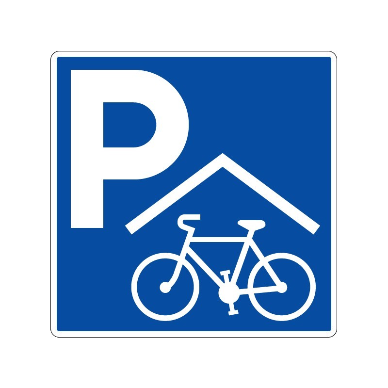 Panneaux de stationnement Parking abrité réservé aux vélos signalisation en PVC, adhésif ou alu Dibond