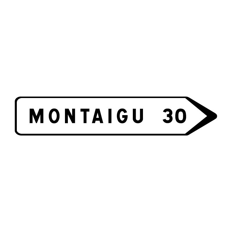 Panneaux D21a directionnel avec distance signalisation en PVC, adhésif ou alu Dibond