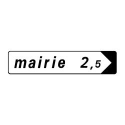 Panneaux D29a directionnel avec distance signalisation en PVC, adhésif ou alu Dibond