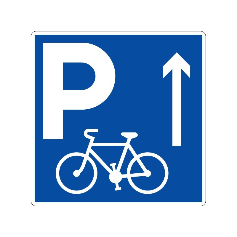 Panneaux de stationnement Parking tout droit réservé aux vélos signalisation en PVC, adhésif ou alu Dibond