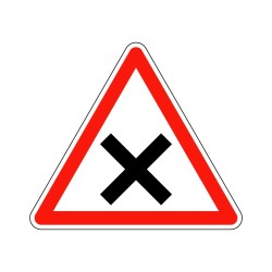 Panneau triangle de priorité AB25 Carrefour à sens giratoire, signalisation en PVC, adhésif ou alu Dibond