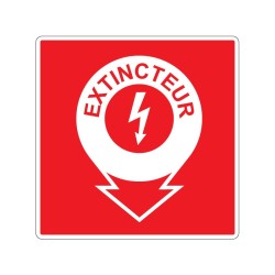 Panneau carré de sécurité extincteur électricité signalisation en PVC, adhésif ou alu Dibond