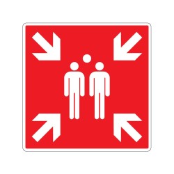 Panneau carré de sécurité point de rassemblement incendie signalisation en PVC, adhésif ou alu Dibond