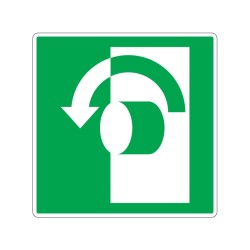 Panneau E018 tourner en sens inverse des aiguilles d'une montre pour ouvrir signalisation en PVC, adhésif ou alu Dibond