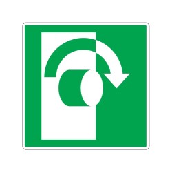 Panneau E019 tourner dans le sens des aiguilles d'une montre pour ouvrir signalisation en PVC, adhésif ou alu Dibond