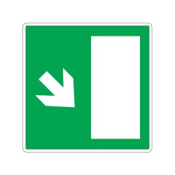 Panneau de sortie de secours flèche vers le bas à droite signalisation en PVC, adhésif ou alu Dibond