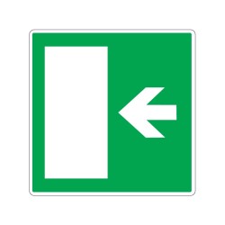 Panneau de sortie de secours flèche vers la gauche signalisation en PVC, adhésif ou alu Dibond